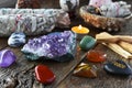 Chakra Crystals and Amethyst Geode Royalty Free Stock Photo