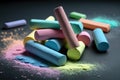 Close up image of chalks with different colors.