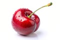 Close up view of the cherry on white Royalty Free Stock Photo