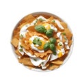 Close-up image of Chilaquiles food clipart. Ai-Generated.