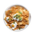 Close-up image of Chilaquiles food clipart. Ai-Generated.