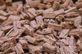 close up image of chopped flake chocolate bars