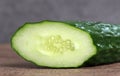 A close-up image of a cucumber cut from a fresh cucumber.