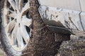 Close up dirty car with dry mud on tires Royalty Free Stock Photo