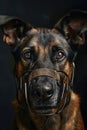 A close-up image of a dog wearing a muzzle. Suitable for pet care or training concepts Royalty Free Stock Photo