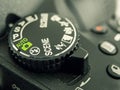 Close-up image of DSLR camera dial button for dijital photography Royalty Free Stock Photo