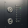 Elevator control panel with illuminated buttons Royalty Free Stock Photo