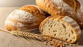 Freshly baked bread with wheat grains Royalty Free Stock Photo
