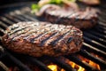 a close-up image of grilled vegan burgers