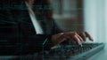 Close-Up of Hands Typing with Code Displayed on a Screen, Symbolizing Programming, Technology, and Digital Innovation in Royalty Free Stock Photo