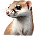 A close-up image of a Japanese Weasel. Ai-Generated.