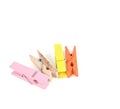 Close Up image of little colorful office clothespins made from wood