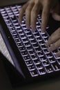 Close-up image of male hands working on laptop Royalty Free Stock Photo