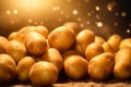 Lots of Potatoes. It is Harvesting Time. Glistening Light. Generative AI.