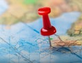 Marker pointing to a specific location on a map, representing geographic positioning and site identification