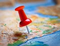 Marker pointing to a specific location on a map, representing geographic positioning and site identification