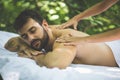 Close up image of men enjoy in massage. Royalty Free Stock Photo