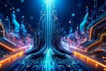 A close-up image of a microchip , an AI-powered design tool, and further refined to meet high-quality standards