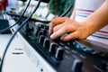 Close-up image of mixing console Royalty Free Stock Photo