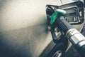 Close up image of modern car refueling on a petrol station. Copyspace Royalty Free Stock Photo