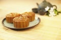 Close up image of mooncake. Conceptual image Royalty Free Stock Photo