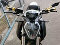 Close up image of motorcycle headlight or head lamp. Royalty Free Stock Photo