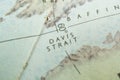 Close-up image of a nautical chart featuring Bainbridge and Davis Straits Likely references to geographic locations Royalty Free Stock Photo