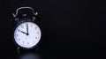 Close up image of old black vintage alarm clock. Ten o`clock Royalty Free Stock Photo