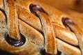 Close-up image of an old dirty baseball glove. Stitching of leather products Royalty Free Stock Photo