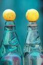 Close up image of old fashioned Indian soda bottles Royalty Free Stock Photo