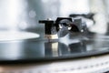 Close up image of old record player, retro filtered . selective focus. retro-style Royalty Free Stock Photo