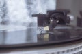 Close up image of old record player, retro filtered . selective focus. retro-style Royalty Free Stock Photo