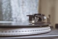 Close up image of old record player, retro filtered . selective focus. retro-style