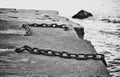 Close-up image of an old rusted chains