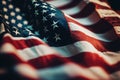 A close-up image of an old textured of American flag background