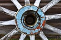 Old Wooden Wagon Wheel Close Up Royalty Free Stock Photo