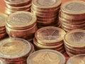 Close-up image of one and two Euro coins Royalty Free Stock Photo