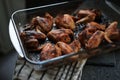close up image of oven cooked chicken wings Royalty Free Stock Photo
