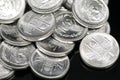 A pile of Pakistani one rupee coins in macro Royalty Free Stock Photo