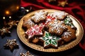 close-up image of a plate of homemade christmas cookies