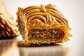 Close up image of portion of Baklava, famous Middle East, Turkish pastry.