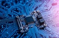 Close up image of a printed circuit board, microchip Royalty Free Stock Photo