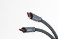 A close up image of professional HDMI cable isolated on the white background Royalty Free Stock Photo