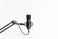 A close up image of proffesional studio microphone isolated on the white background