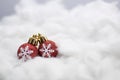 Close up image of red Christmas balls on a white background Royalty Free Stock Photo