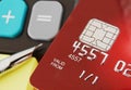 Macro of a Red Credit Card with a Micro Chip Royalty Free Stock Photo