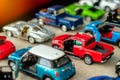 Close-up image of red pickup truck model toys. Royalty Free Stock Photo