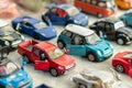 Close-up image of red pickup truck model toys. Royalty Free Stock Photo