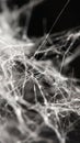 A close-up image revealing the complex and delicate interweaving of microfibers, with light reflecting off the fine