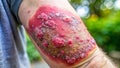 Understanding Psoriasis A Closeup Look at Dry Cracked and Flaky Skin on the Elbow Royalty Free Stock Photo